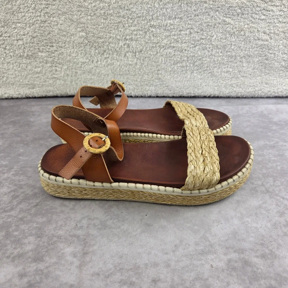 Torrid Womens Brown Raffia Braided Strappy Espadrille Platform Sandals Size 9
